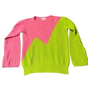Victor Glemaud Pink and Green Crew Neck Sweater